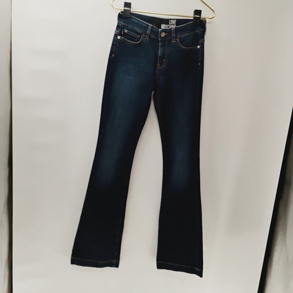 Love Moschino Women's Flare-Leg Jeans Denim‎ Size 26 y2k bedazzled pockets - Picture 5 of 15